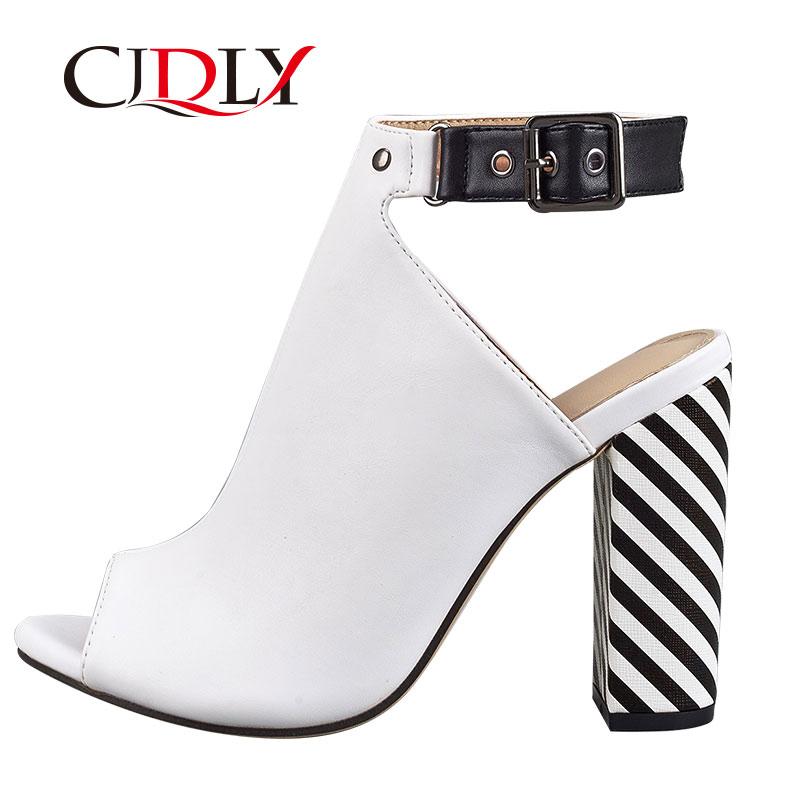 

Sandals CJDLY 2021 Women Pumps Heels Chaussures Femme Gladiator Spring High For Party Wedding Shoes Thick 35-42, White