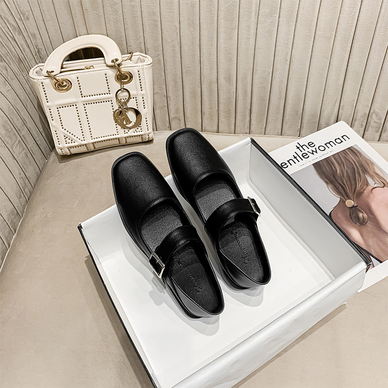 

Sandals British style small leather shoes Mary Jane leffer large women's single one foot flat 988-59 X0F1, 1# shoe box