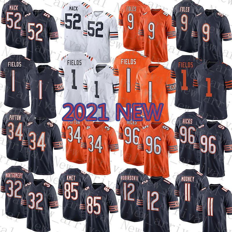 

2021 New Chicagos Mens Bear Women American Football Jersey Youth 1 Justin Fields 52 Khalil Mack 9 Nick Foles 32 David Montgomery 12 Allen Ro, Women(size:s-xxl)-xiongdui