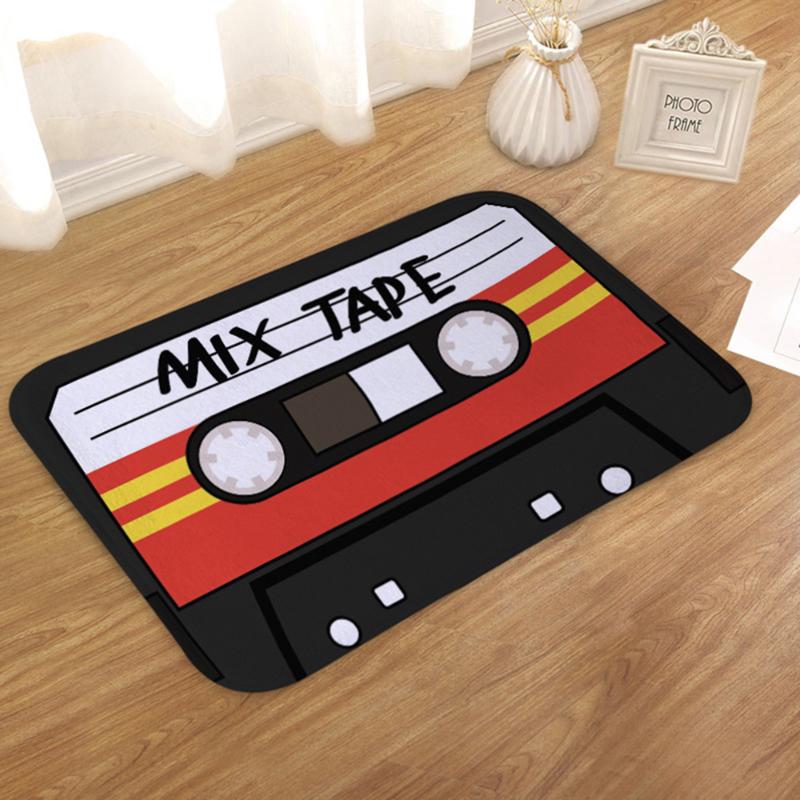 

Cushion/Decorative Pillow Door Mat Flannel Plush Vintage Cassette Tape Indoor Doormat Non Slip Floor Mats Carpet Rugs Decor Porch Tapete