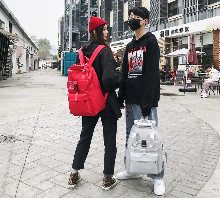 

Backpack Casual Style Teenage School Mens Hasp Laptop Multifunction Weekend Outdoor Travel Luggage Couple Bag D882, Black