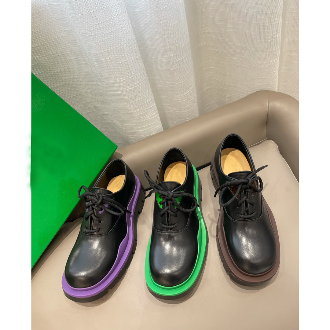 

Design slide high quality women's famous shoes leather designer fashion Martin official shoes round head middle heel lace up thick bottom color matching size 35-41, Extra shoebox