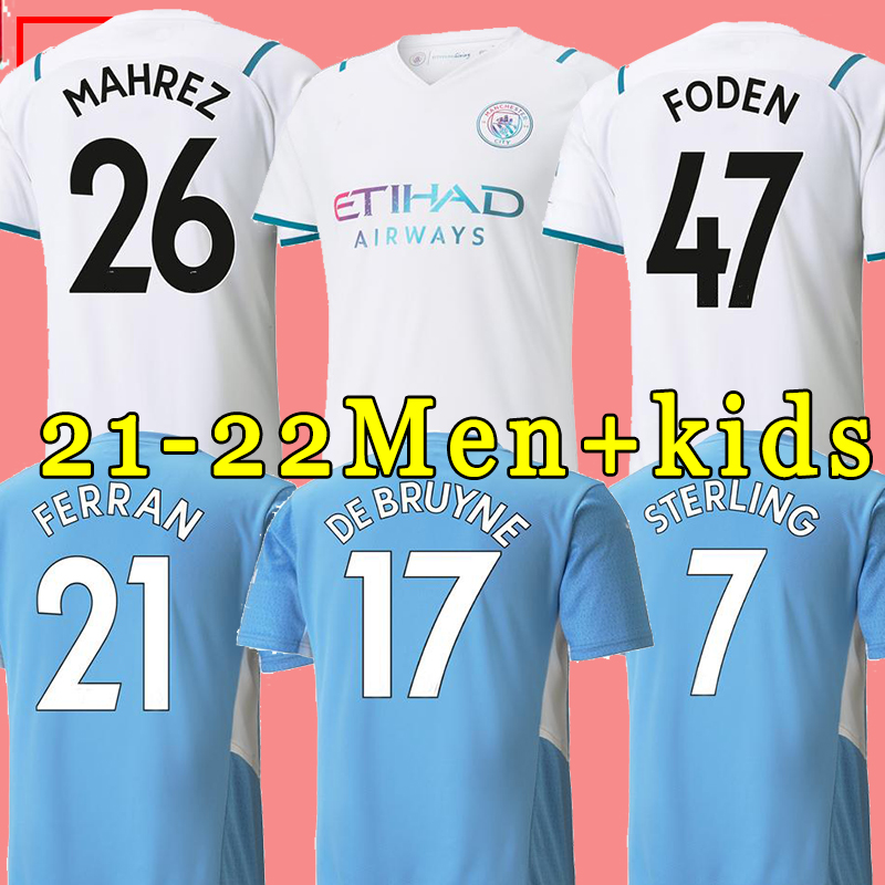 

Manchester soccer jersey 20 21 22 G. JESUS CITY STERLING FERRAN DE BRUYNE foden 2021 2022 football shirts MAN uniform men + kids kit, 21/22 home kids