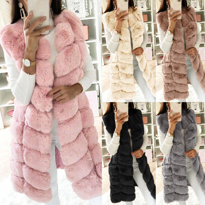 

Fashion Winter coat women Faux Fur Gilet Vest Sleeveless Waistcoat Body Warmer Jacket Coat Outwear Vest Jacket chaquetas mujer, Beige