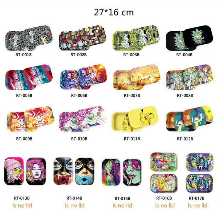 

2021 Ma Kou iron pan large cigarette tray with cover metal plate cigarette set operating plate cartoon cigarette tray 27*16cm