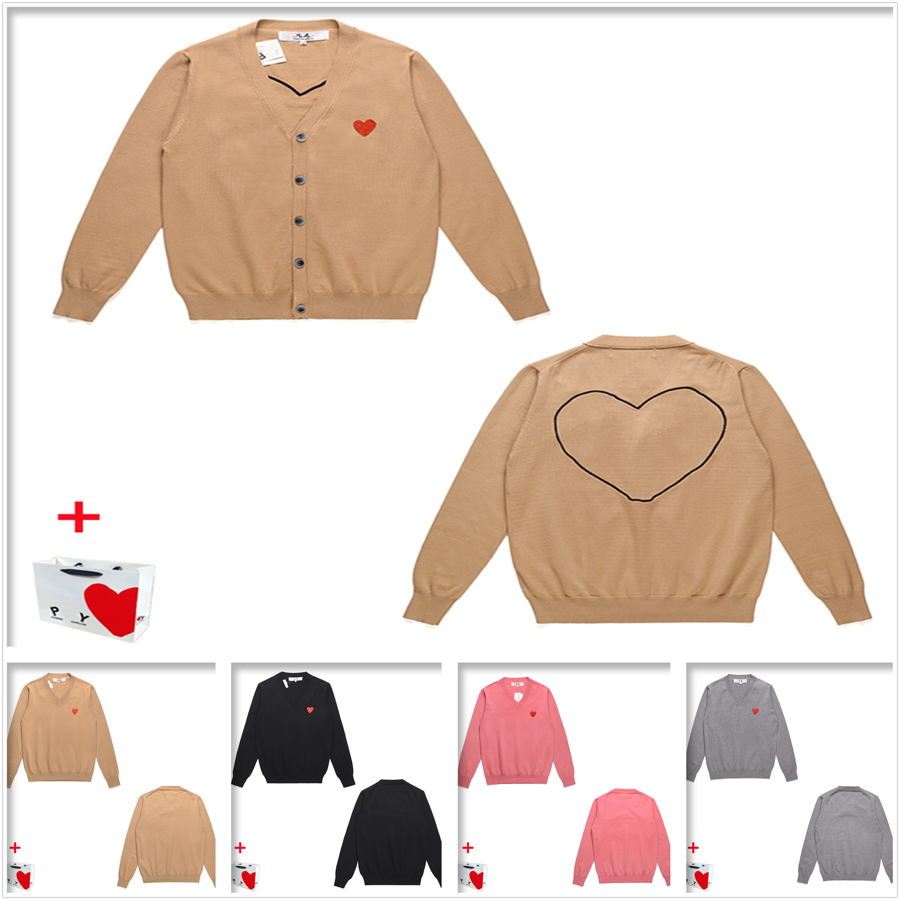 

Men Sweaters women Sweater high-quality Cardigan Japanese cotton long sleeves embroidered red heart big love print smiley face couple bottoming collection A03, Style no. 12 women