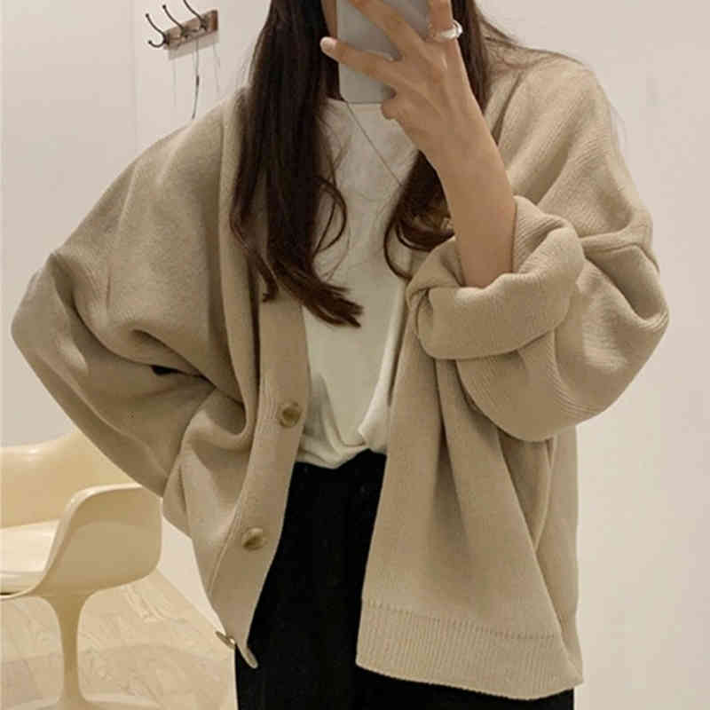 

Women's Sweaters Pure color cardigan mesh women's jacket autumn and winter loose casual s harajuku sweater s 0JGF, 1# shoe box