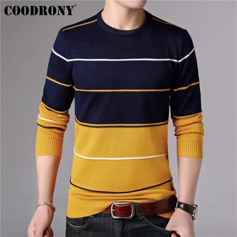 

COODRONY Casual O-Neck Pull Homme Cotton Sweater Men Clothes Autumn Winter Soft Wool Pullover Men Long Sleeve Knitwear B015 211018, Gray