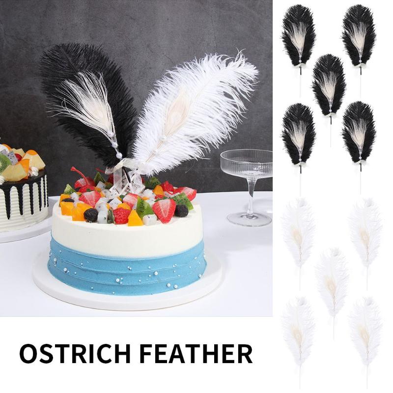

Other Event & Party Supplies 5 Piece Ornament Ostrich Feather Wedding Feathers Plug-ins Cake Inserts Decoration Pearl