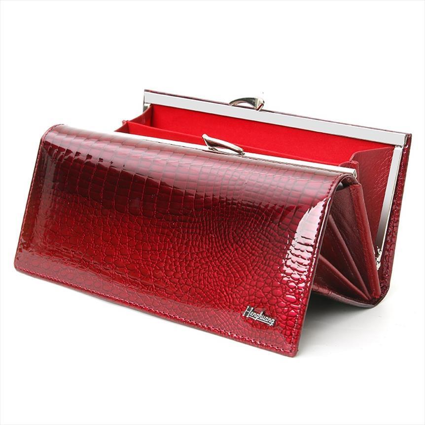 

genuine leather wallet women alligator long clutch cow female purse famous designer wallets, Red;black