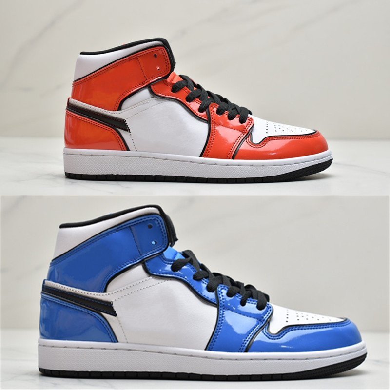 

Signal Blue 1 Mid New Design Shattered Backboard Sneakers Whtie Red Blue Women Shoes 1s Turf Red Sports Mens Basketball shoes
