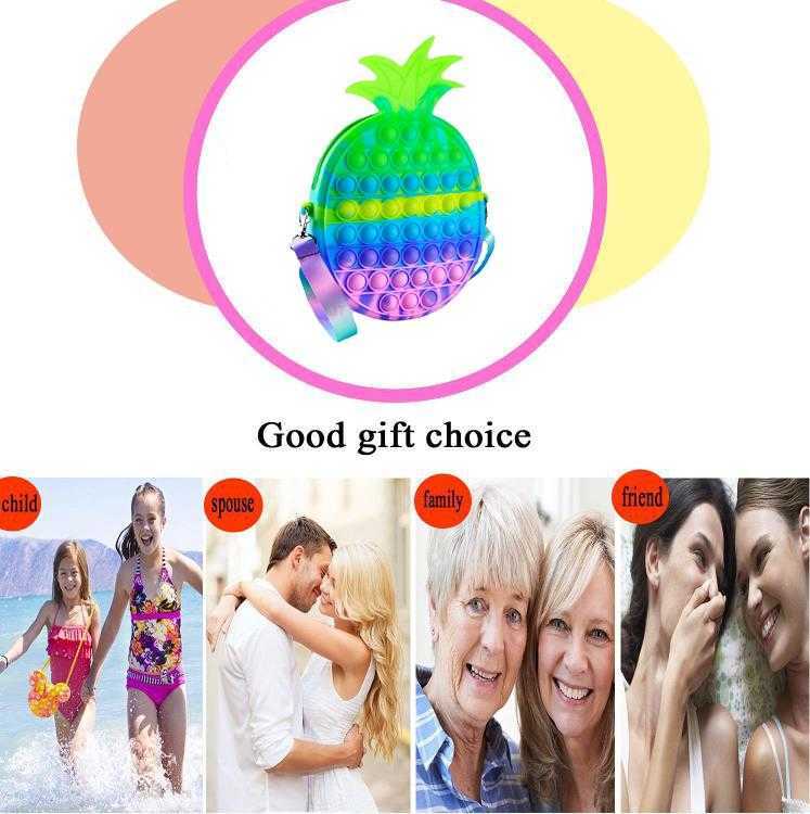 Fidget Shoulder Bag Rainbow Fidgets Toy New Design Pineapple Crossbody Purse for Girls Kids Halloween Christmas Party Favors Gifts Autism Stress Reliever