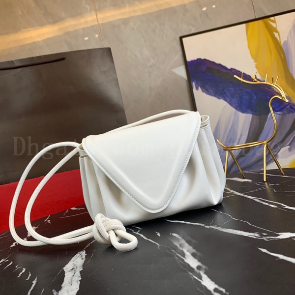 

Women designer Triangular flap crossbody bag purse lady high quality Drawstring clutch shoulder bags fashion Messenger Evening handbags, White