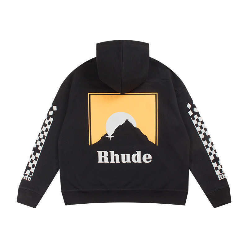 

Rhude Moonlight Hoodie Letter Print High Street High-quality Cotton Men' and Women' Loose 1:1 Fall/winter Hooded Sweater AV06, Black
