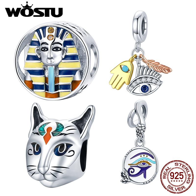 

Other WOSTU 925 Sterling Silver Zircon Egypt Lucky Guardian Pharaoh Charms Pendant Fit Bracelets Women Fashion DIY Jewelry Gift