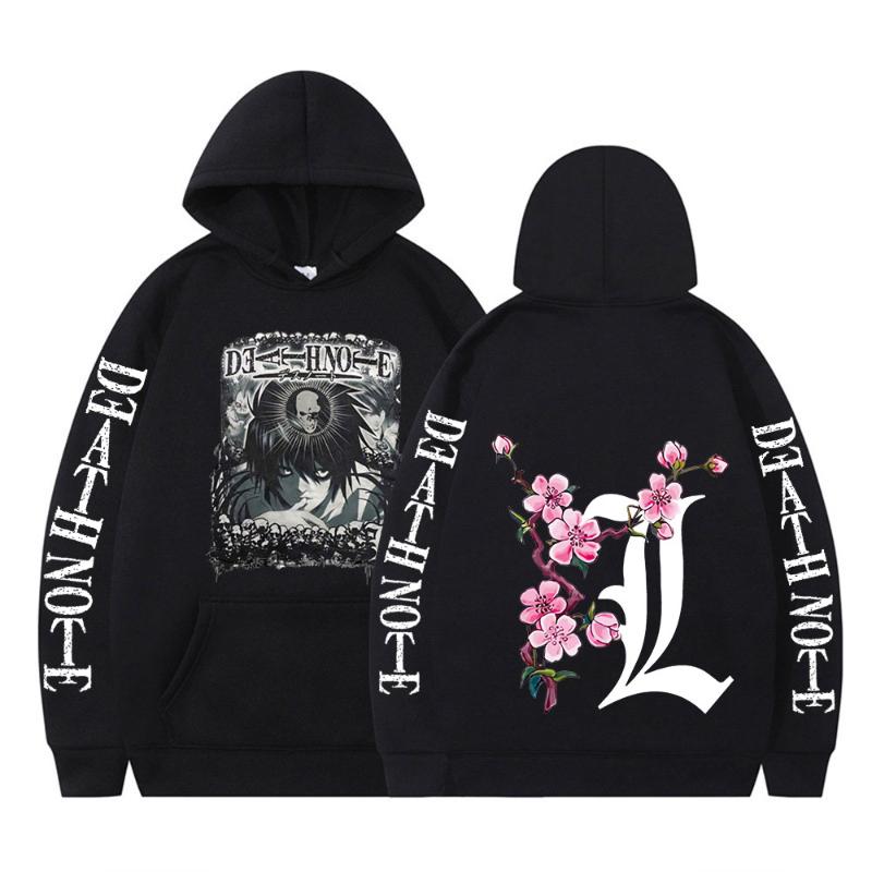 

Men's Hoodies & Sweatshirts Death Note Anime Men Women Hoodie Yagami Light  Lawliet Eyes Print Long Sleeve Harajuku Streetwear Pullover Clo, Black