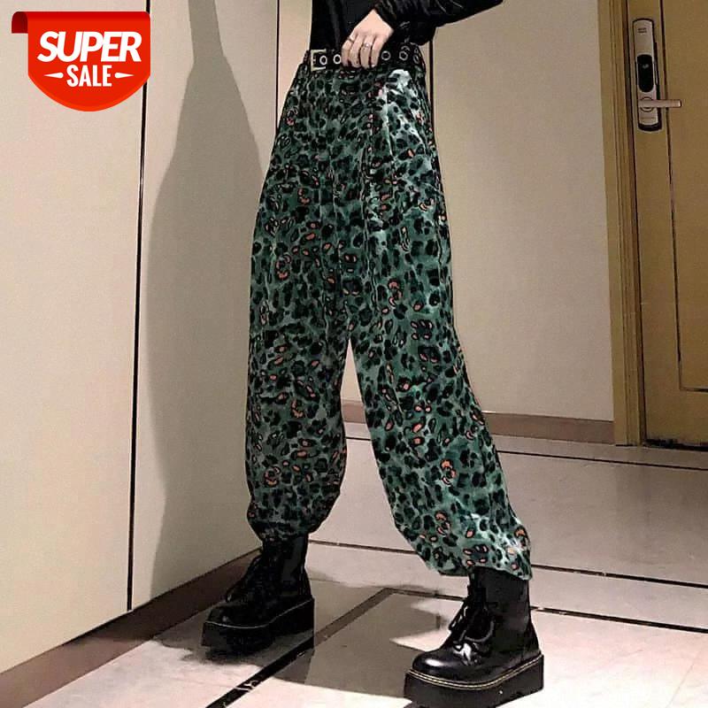

Leopard print wide-leg pants women high waist mopping drape feeling 2020 autumn drape autumn thin pants personality streetwear #zh9T, Black;white