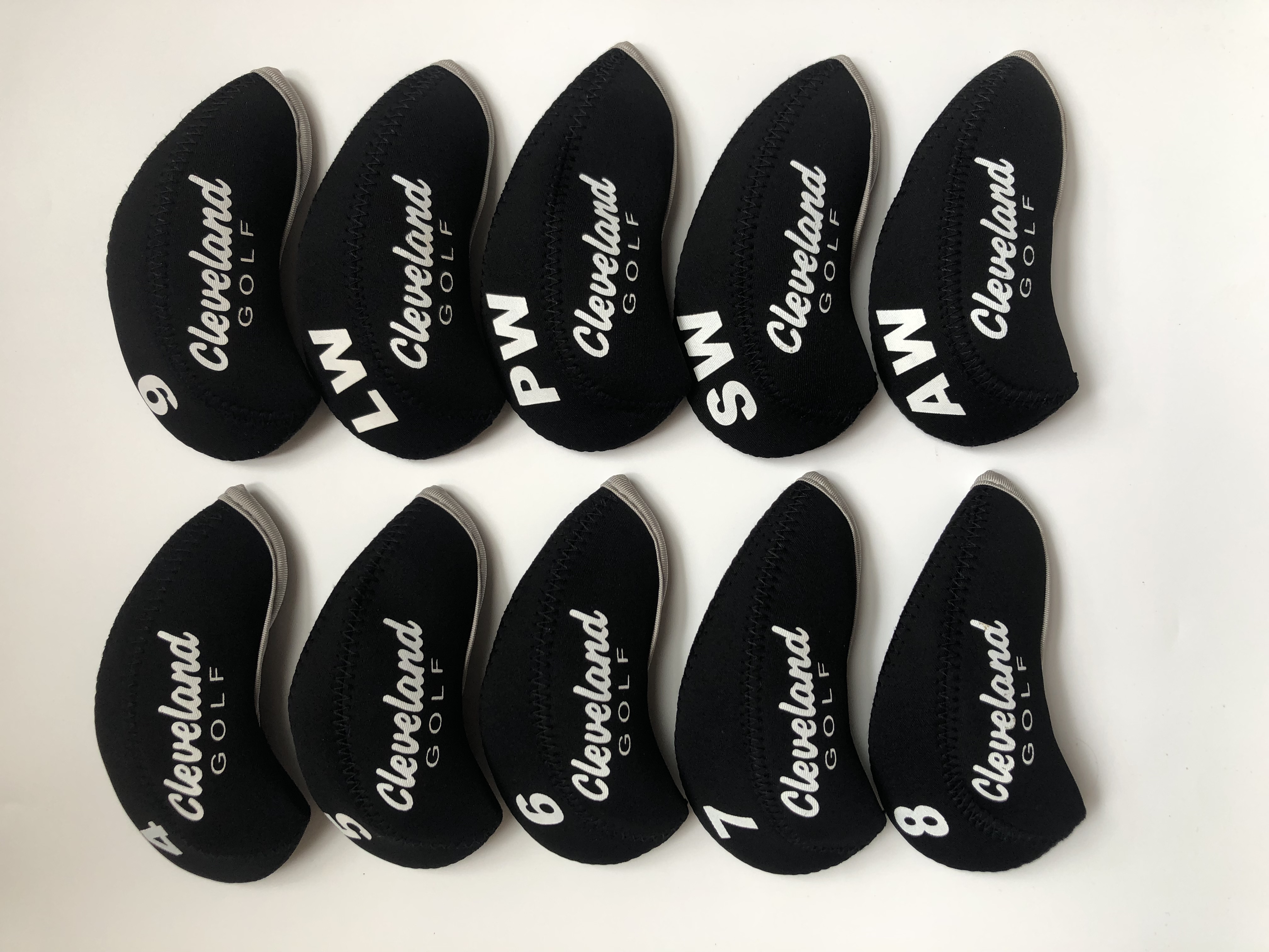 

10PCS Golf Iron Headcovers for Cleveland Club Head Covers Caps 4-LW Red&Black R/H