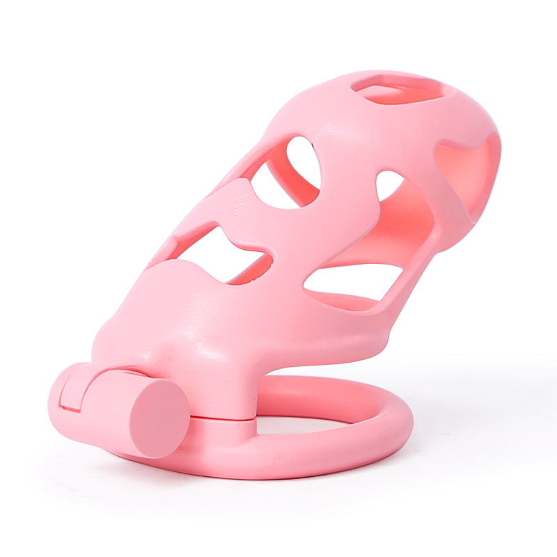 2022 NEW ARRIVAL 3D Printing Ghost Male Chastity Cock Cage Penis Sleeve Plastic Lockable Device Penis Rings Sex Toys for Men Pink-image-654959740
