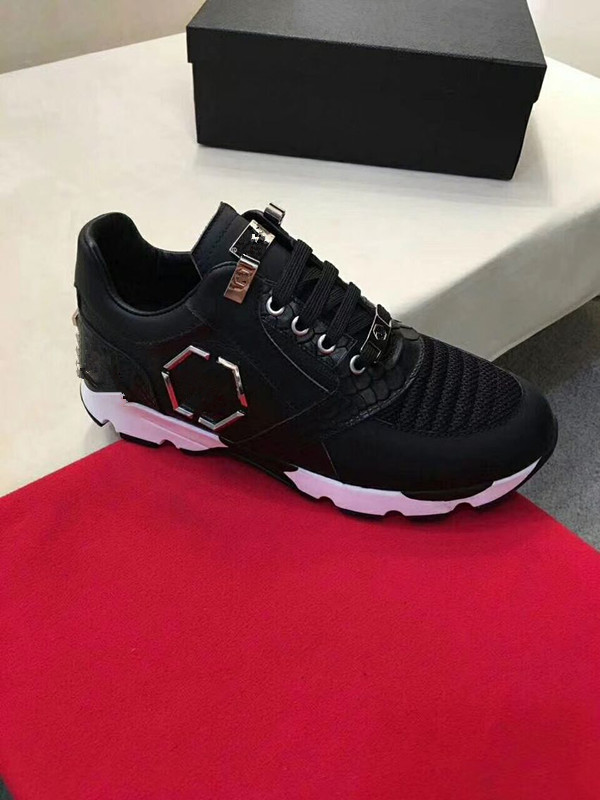 

2021 men's high-end PI@HILP PI@IE leather casual shoes fashion low to help wild men's sports shoes shoes MJHY002, Black