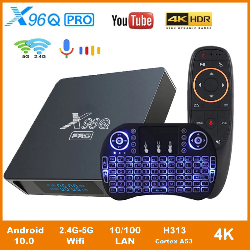 

TV BOX X96Q Pro Smart Android 10.0 TV BOX Allwinner H313 Quad Core 2G 16G ROM 2.4g&5G wifi 4K HD AndroidTV Set Top Box