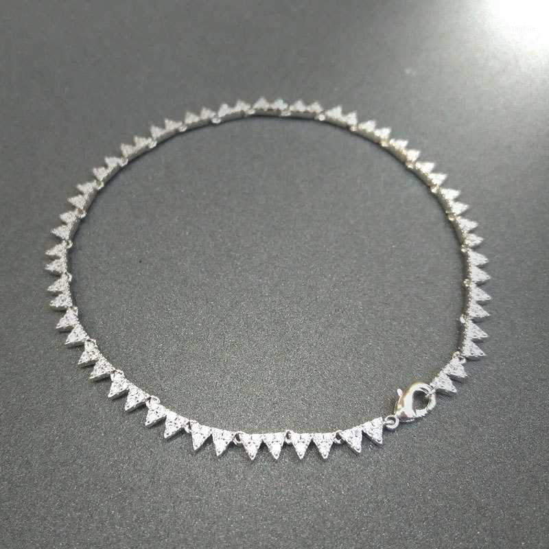 

Chains 100%925 Sterling Silver Product White Triangle Anklet Women Fashion Banquet Personality Punk Style
