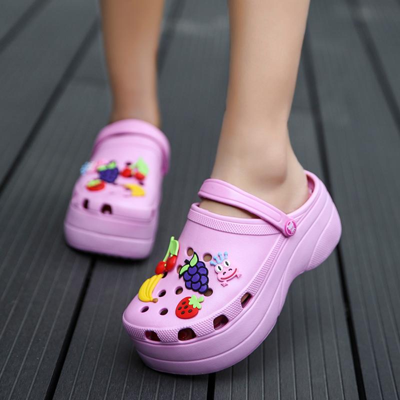 

Women Platform sandals 2021 Fashion Fruit Flat Slippers Summer Wedges Sandals Outdoor Beach Shoes Fashion Slides cute, 180330 white