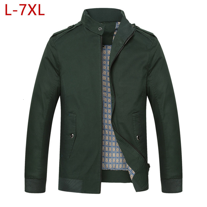 

2021 New -7xl Plus Size Men's Cotton Brand Jacket Autumn Hot Sale Solid Casual Windbreak Male Fashion Bomber Outwear Coat N1n4, Black