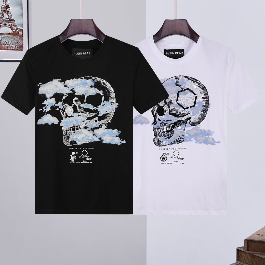 

PLEIN BEAR T SHIRT Mens Designer Tshirts Rhinestone Skull Men T-shirts Classical High Quality Hip Hop Streetwear Tshirt Casual Top Tees PB 16158, White;black