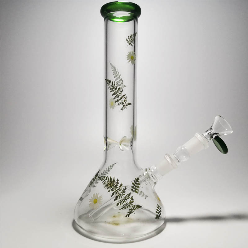 

wholesale 10 inches painted handmade glass bongs in hookahs for smoking with 14mm bowl water pipes rigs bubbler base beaker
