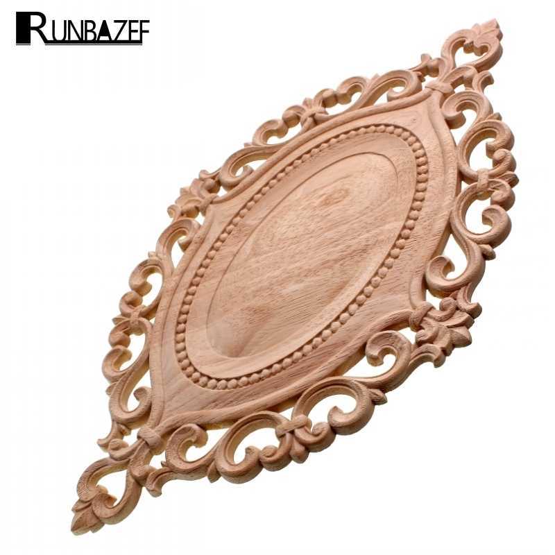 

RUNBAZEF Wood Applique Circular Plate Door Heart Flower Cabinet Decorative Ornaments Figurines Miniatures Home Decor Figurine 210607