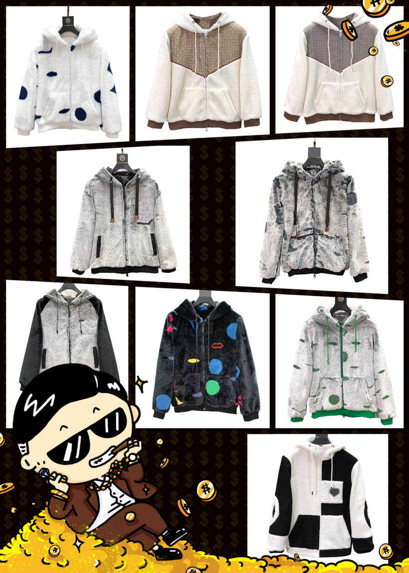 

mens artificial fur plush hoodie designer winter comfortable thickening fashion jogger classic jacket womens technology wool clothing, Black