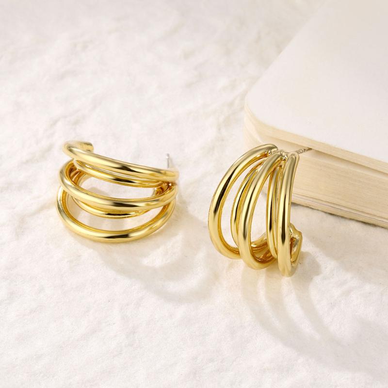 

Hoop & Huggie EN Trendy Fashion Metal Elegant Earring Woman Vintage Gold Color Korean Statement Earrings Accessories Brincos