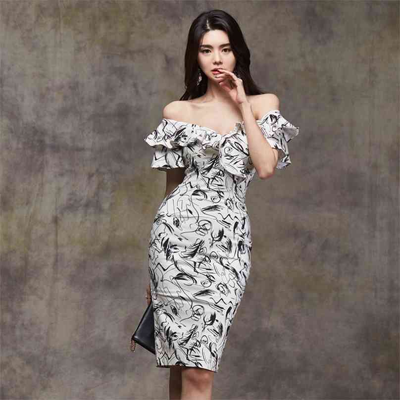 

elegant print for women Summer Sleeveless Off shouder Polyester sundress Ladies formal Sexy Party Dresses 210602, Black