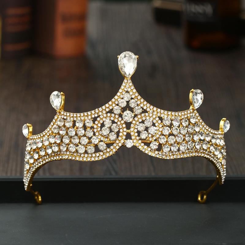 

Hair Clips & Barrettes Fashion Wedding Crown Gold Color Rhinestone Tiara Big Round Crowns Headband Party Prom Birthday Women Hairband VL