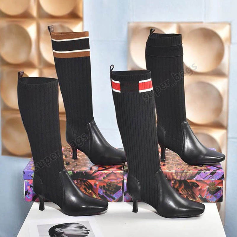 

Women PODIUM PLATFORM High-tube High-heel Socks Boots Cowhide Exterior And Sheepskin Lining luxurys Designers Formal Wedding Shoes 35-42, Color 2