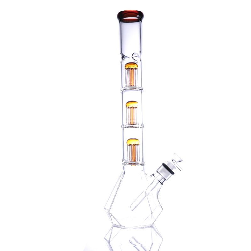 

18inch Diamond Bottom Glass Bong 5mm thick Hookah Water Pipes Smoking Pipes Triple Tree perc with bowl a set