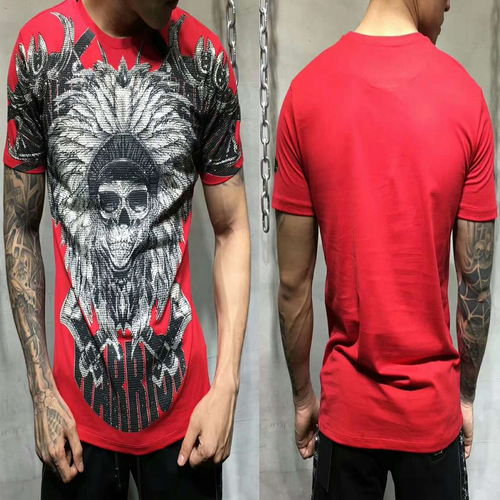 

2021 New Embalagem Do Saco Dos Pp! Homens De Luxo Marca Designer t Camisas Crnio Impresso Qualidade Algodo Moda Solta Camisa Masculina O-pes, Red