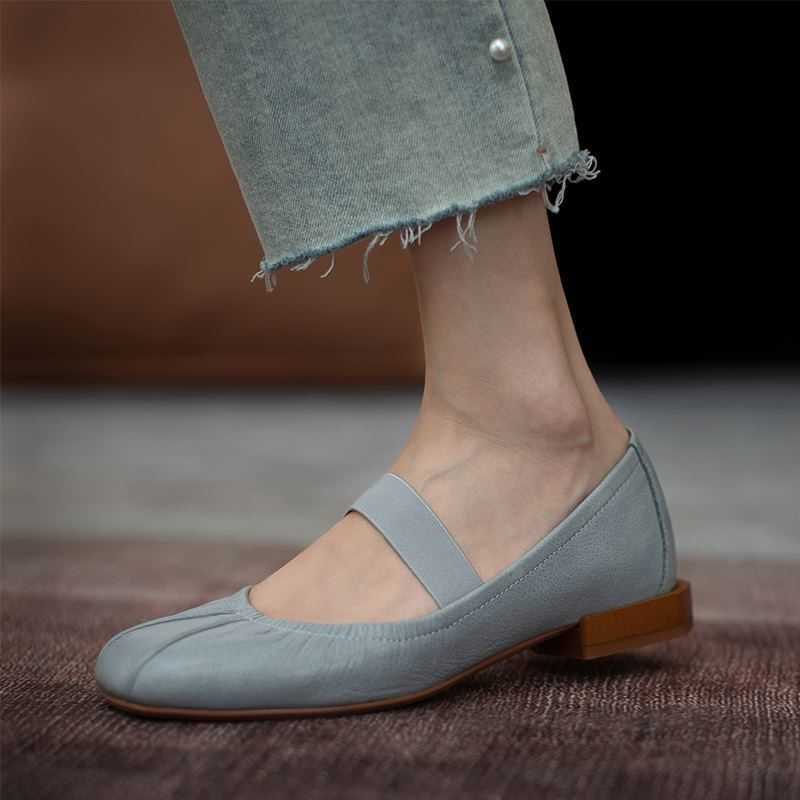 

ALLBITEFO soft natural genuine leather women heels shoes fashion casual women's low heel shoes high heels Talons hauts femme 210611, As picture