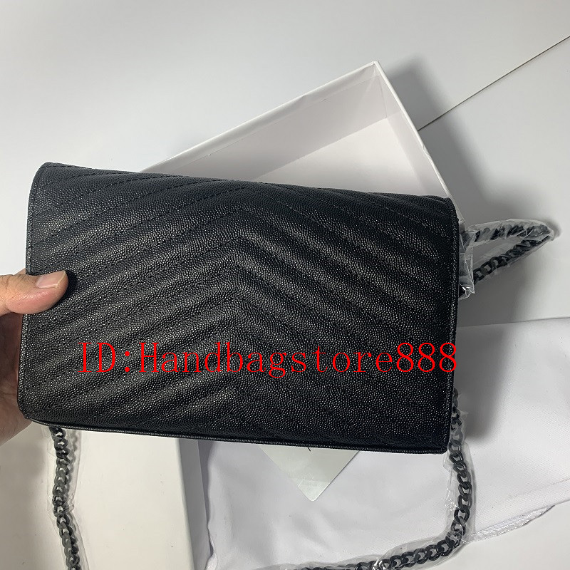 

Original Box Fashion women crossbody bag Genuine Leather Handbag Shoulder bags Chain Purse card holder slot clutch Envelope Messenger, White-silver chain