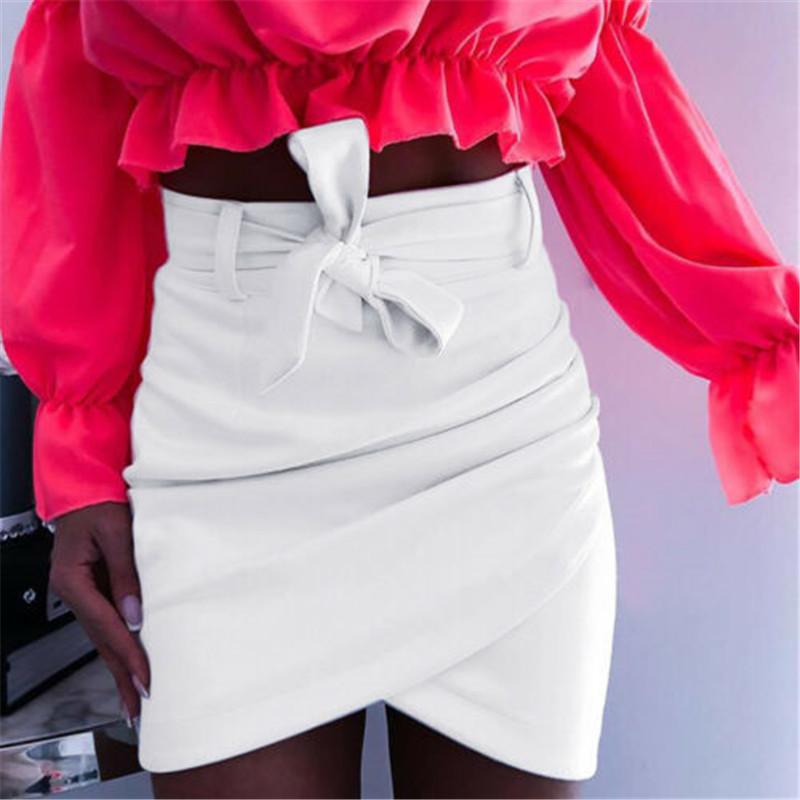 

Skirts Sexy 2021 Women' Mini Asymmetrical High Waist Skirt Trendy Bowknot Party Club Bodycon Slim Fit Wear, As photo show