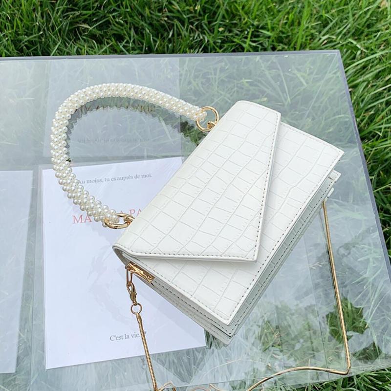 

Crocodile pattern Pearl Portable Tote bag 2021 New High-quality PU Leather Women's Designer Handbag Chain Shoulder Messenger Bag, Green