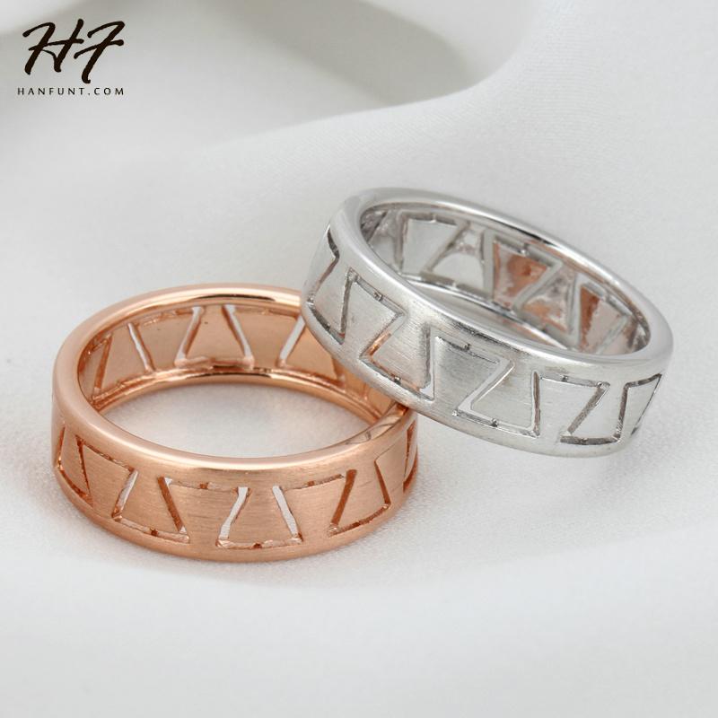 

Cluster Rings Top Quality Fashion Design Mysterious Triangle Wire Drawing Process Rose Gold Color Ring Full Sizes Sale R374 R375, Golden;silver
