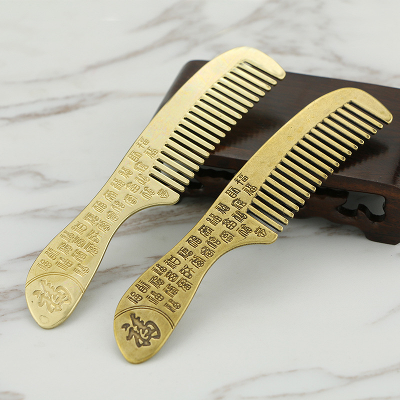 

Copper Comb Made of Pure Copper Anti-Static Long Handle Massage Comb Anti-Hair Loss Metal Massage Hair Comb Home Gift Good Product