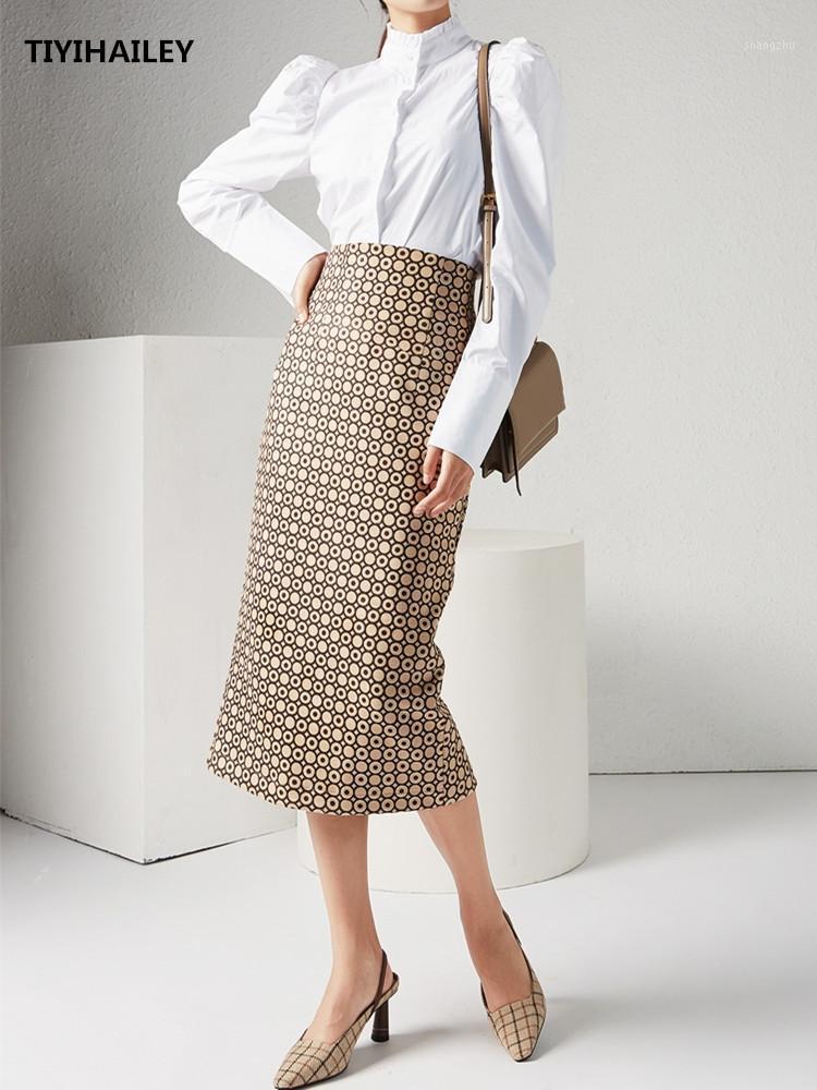 

Skirts TIYIHAILEY Fashion Elegant Long Mid-Calf Women Straight -2XL High Waist Spring And Autumn Quality, As photos