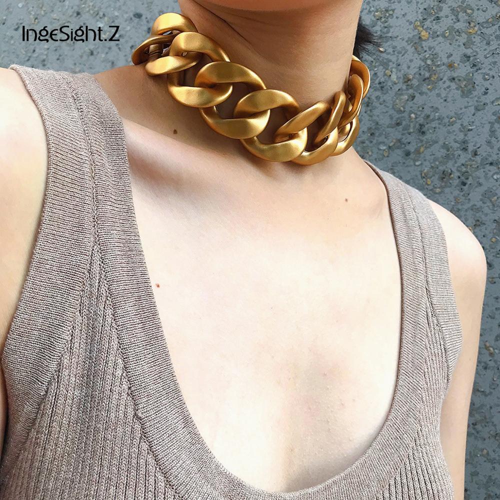 

IngeSight.Z Men Punk Hip Hop Miami Curb Cuban Thick Choker Necklace Women Vintage Chunky Heavy Clavicle Necklace Collar Jewelry X0509