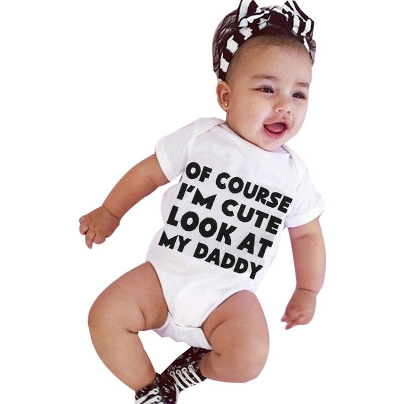 

Clothing Sets Romper Letter Baby Jumpsuit Short Boy Outfits Infant Girl Sleeve Clothes Born Girls Outfits&Set, White