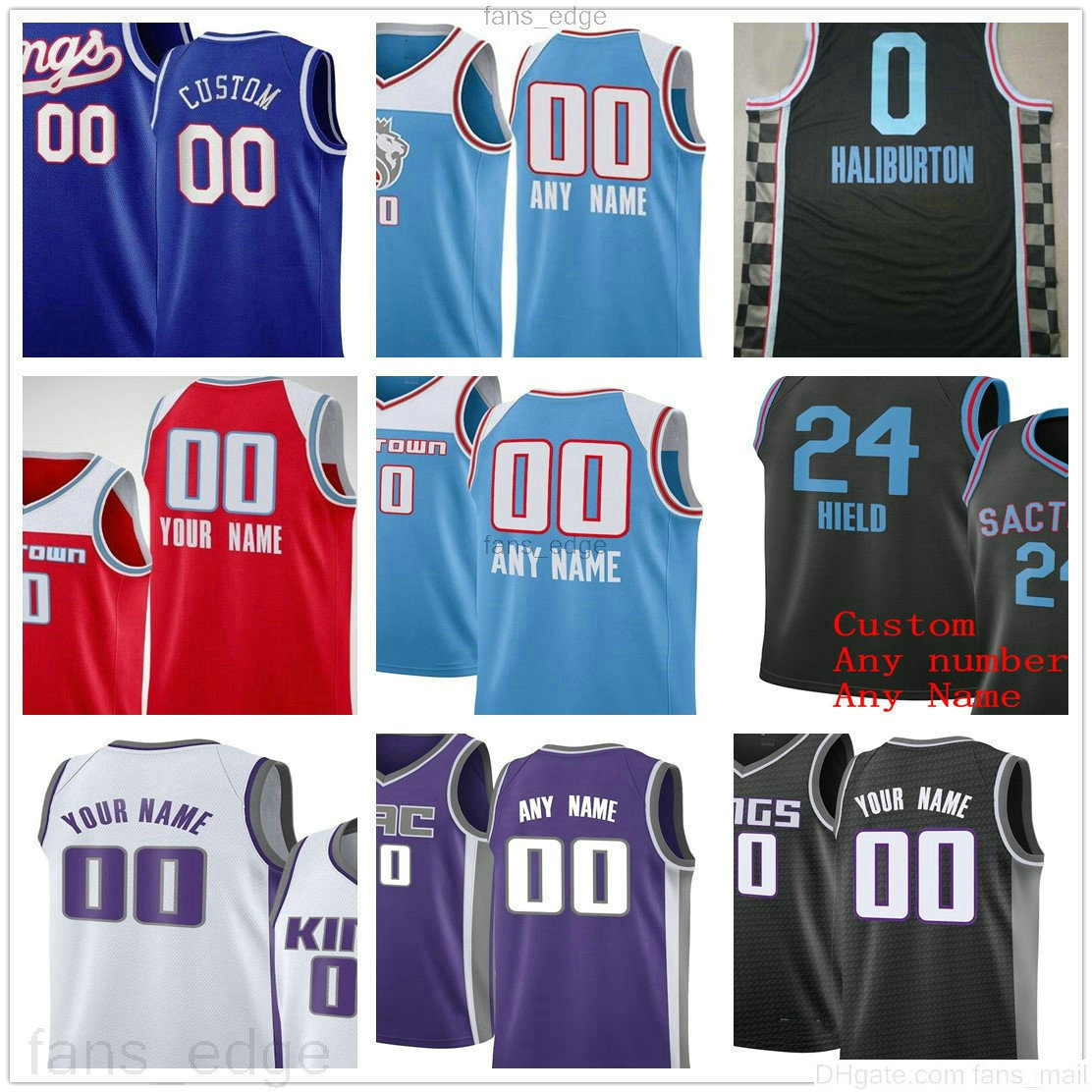 

Custom Printed Davion Mitchell Neemias Queta DeAaron 5 Fox Buddy 24 Hield Tyrese 0 Haliburton Marvin 35 Bagley III Harrison 40 Barnes Men Woman Kids Basketball Jersey, Black