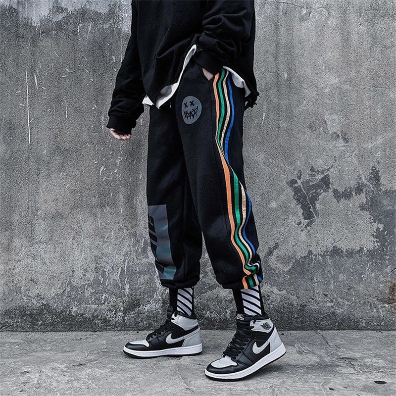 

2021 New Reflexivo Carga Dos Homens Harem Pants Mens Casual Basculador Preto Japo Calas De Rua Do Hip Hop Streetwear Ox8x