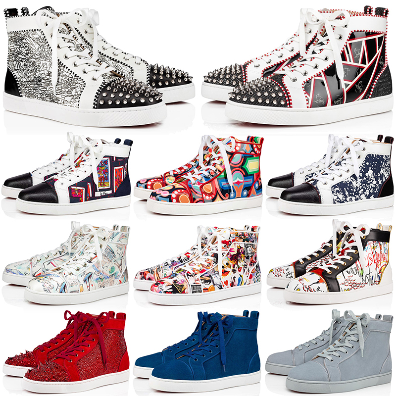 

Red Bottom Women Men Bottoms Boots Luxurys Shoes Dress Top Spike Shoe Triple Black White Grey Glitter Leather Suede Flat Outdoor Designer Platform Sneakers Dressing, #19